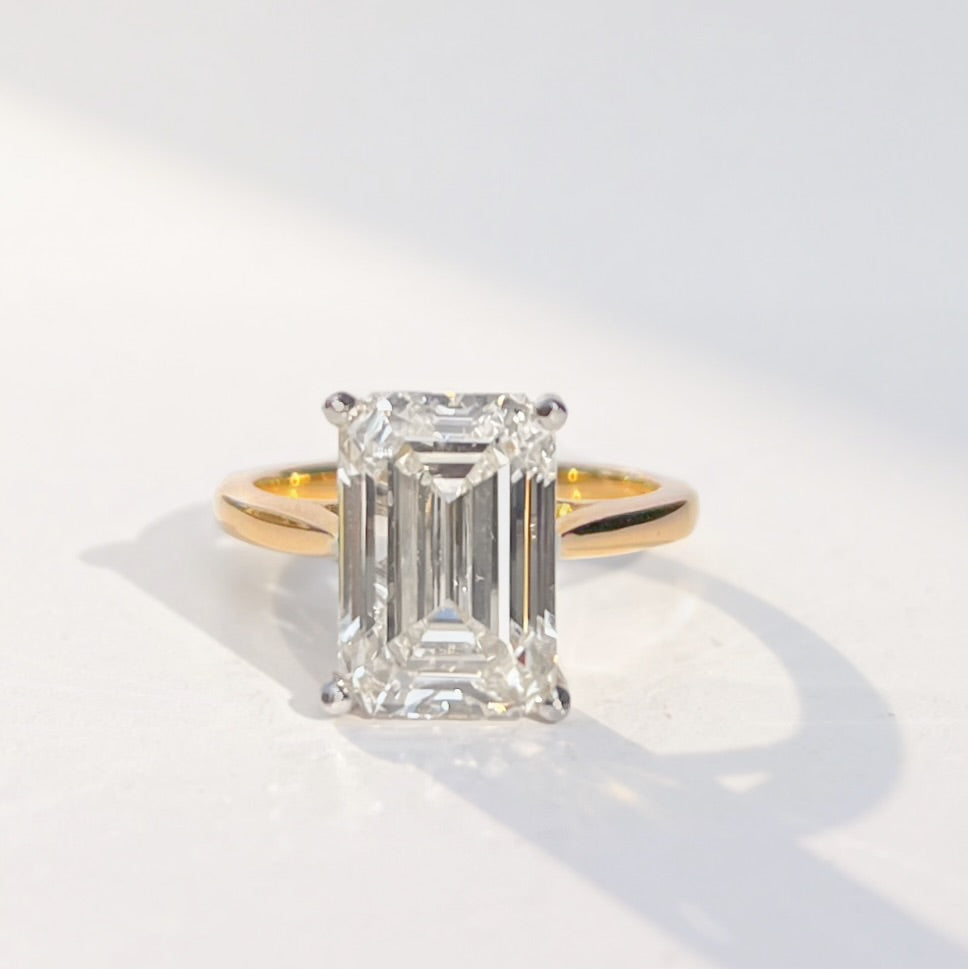 5ct Emerald-Cut Lab-Grown Diamond 18ct Yellow Gold Engagement Ring | Size L ½