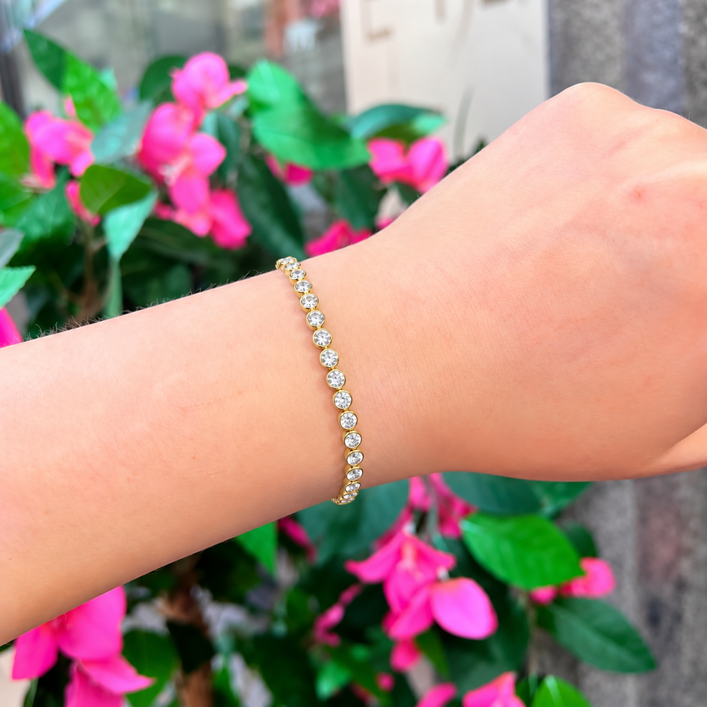 14ct Gold Plated Row Bezel Set Bracelet | Ania Haie