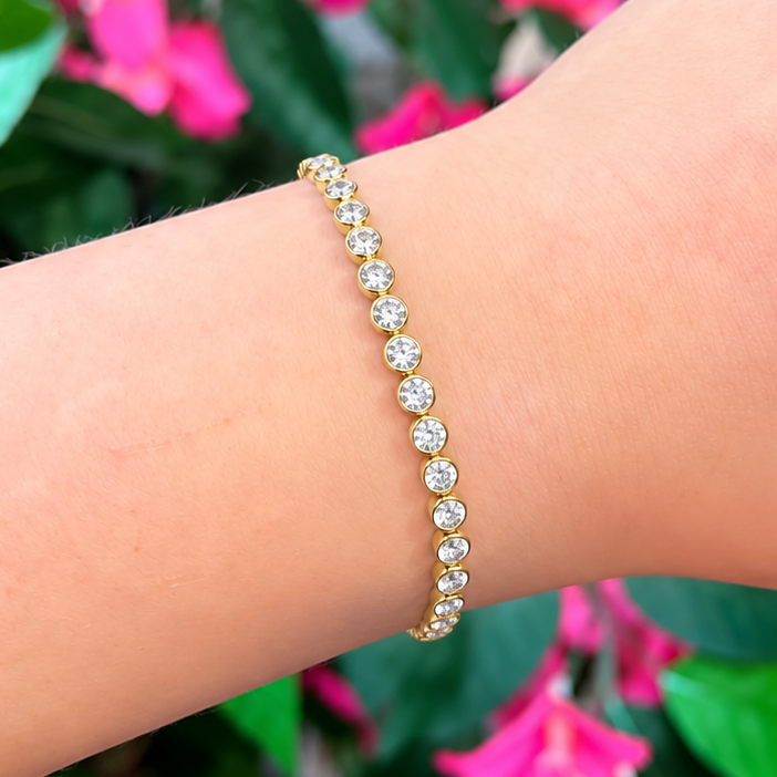14ct Gold Plated Row Bezel Set Bracelet | Ania Haie