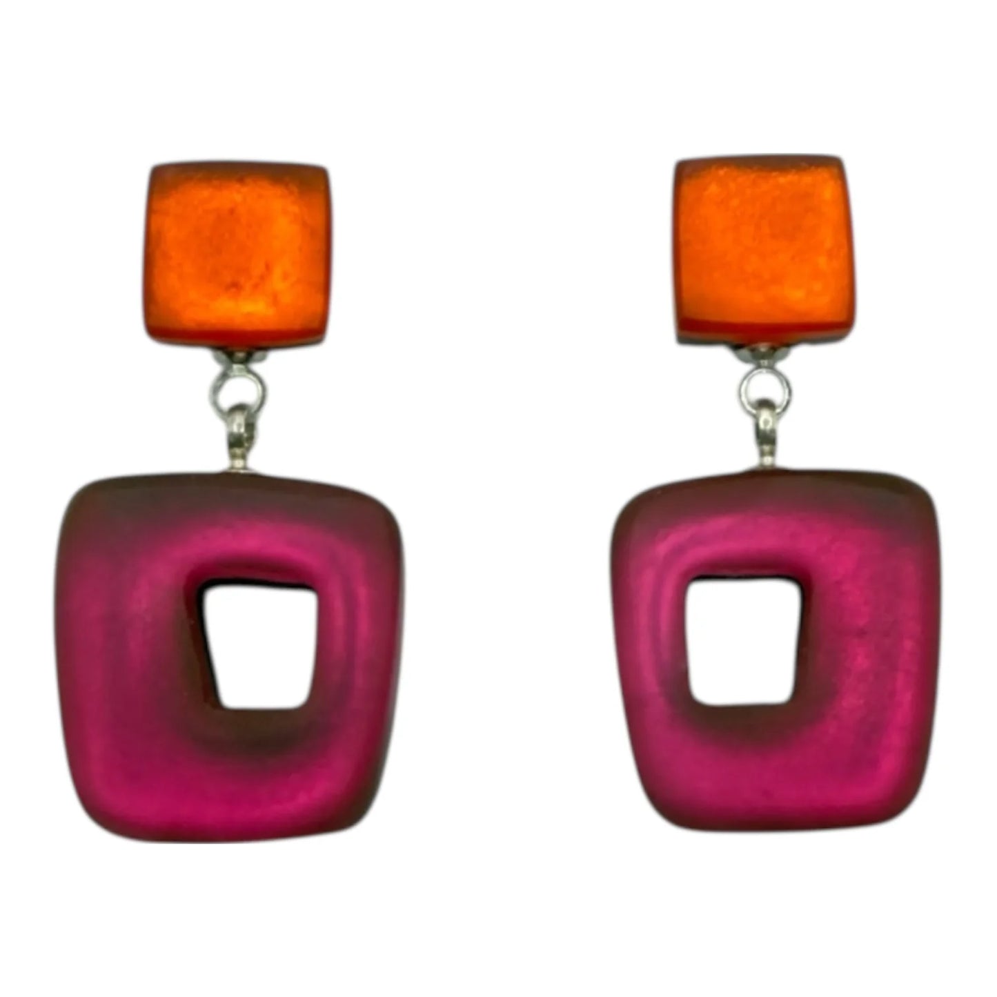 Pre-Order | Tropical Hollow Square Double Drop Earrings | Watch This Space