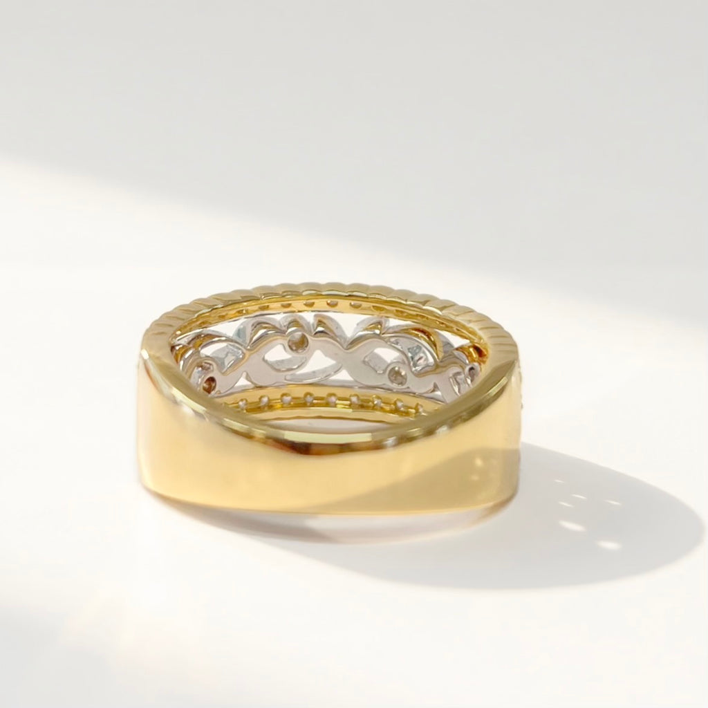 Floral Inspired Diamond 18ct Yellow and White Gold Ring | Size N