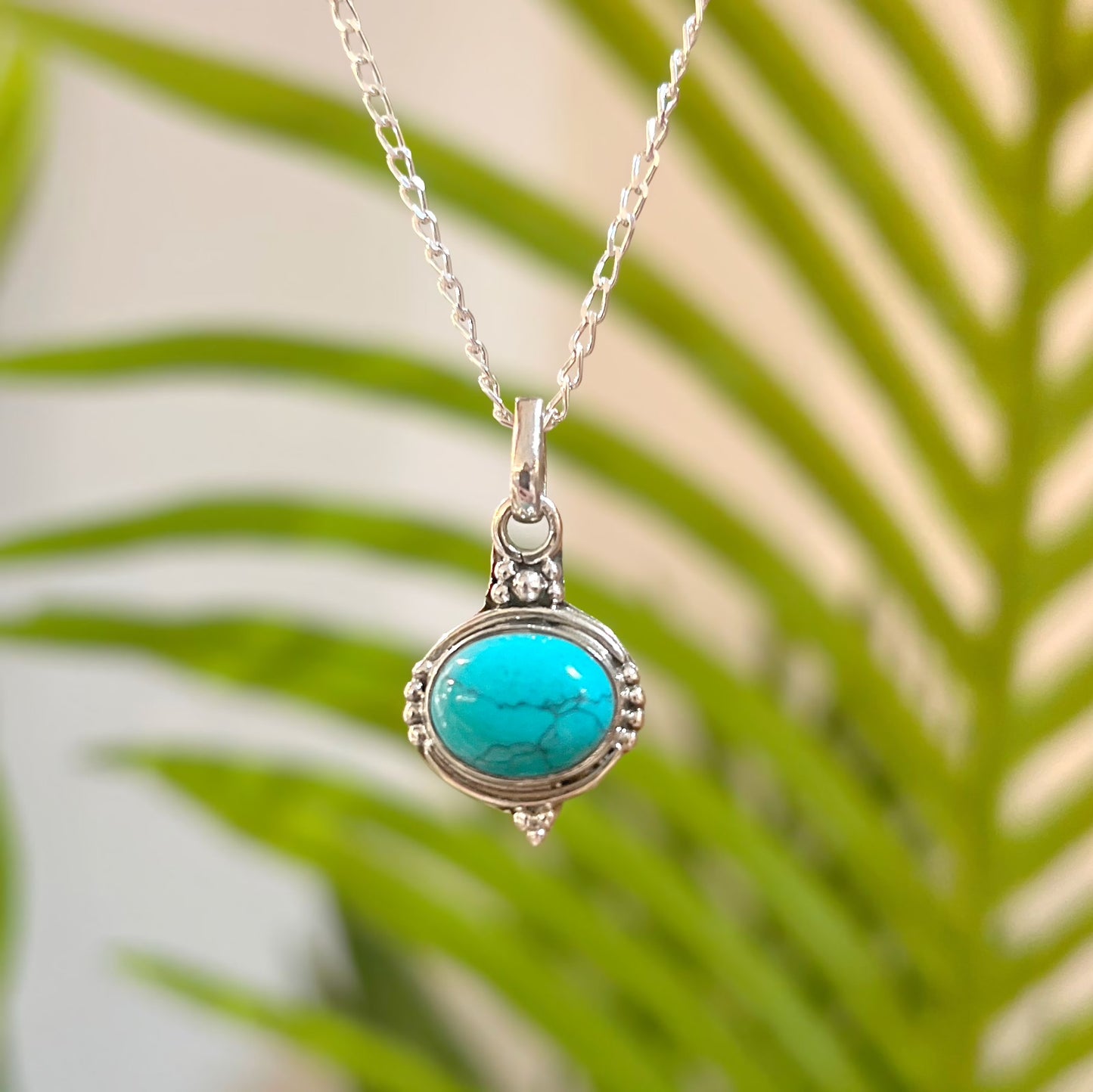 Unusual Sterling Silver Turquoise Necklace
