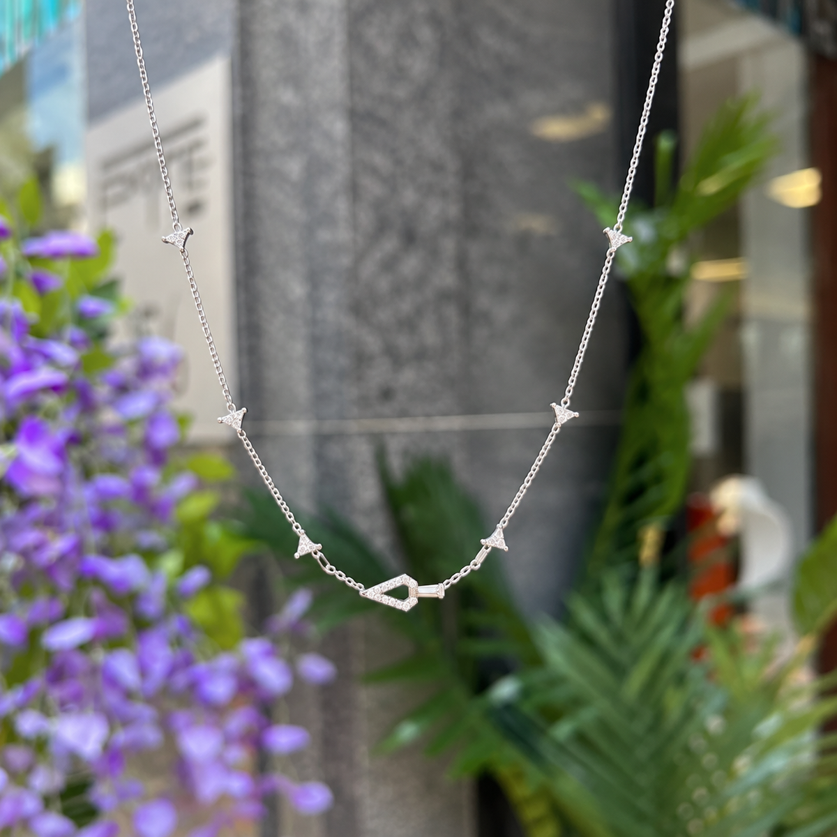 Sterling Silver Cubic Zirconia Geometric Satellite Necklace | Ania Haie