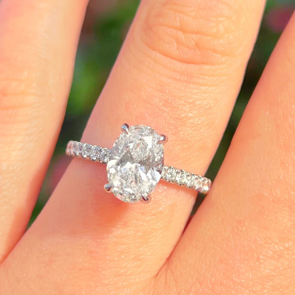 Oval-Cut Lab-Grown Diamond Platinum Engagement Ring | Size L ½