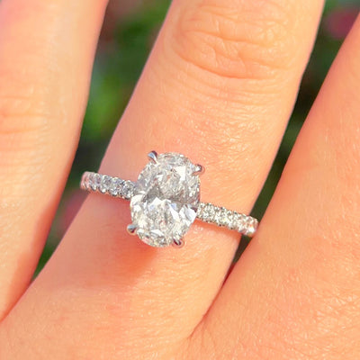Oval-Cut Lab-Grown Diamond Platinum Engagement Ring | Size L ½