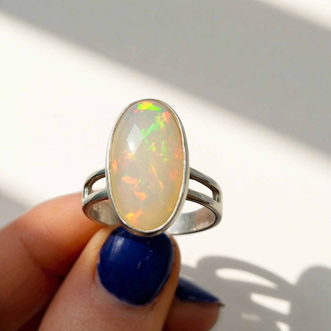 Natural Opal Sterling Silver Cocktail Ring | Size R ½
