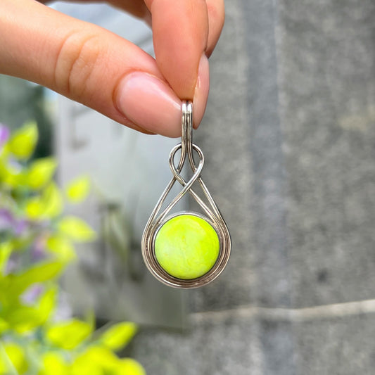 Sterling Silver Lime Green Gaspeite Pendant