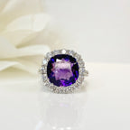 'The Elizabeth' Amethyst and Diamond 18ct White Gold Dress Ring | Size N ½