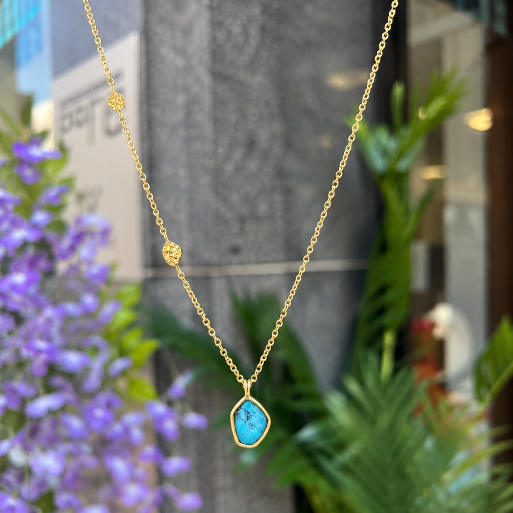 Turquoise 14ct Gold Plated Pendant Necklace | Ania Haie