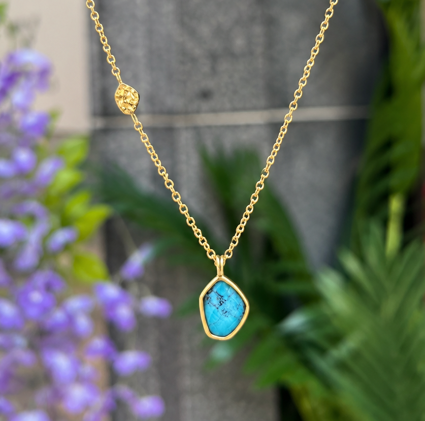 Turquoise 14ct Gold Plated Pendant Necklace | Ania Haie