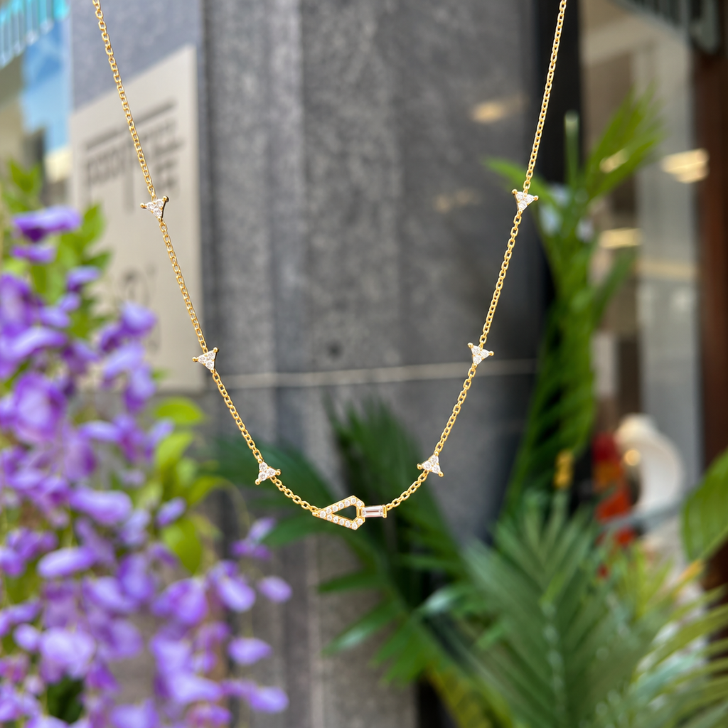 Pre-Order | 14ct Gold Plated Cubic Zirconia Geometric Satellite Necklace | Ania Haie