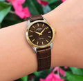 Rotary | Ultra Thin Two-Tone Brown Leather Strap Watch | Ladies