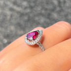 Ruby and Diamond Pear Shaped 18ct White Gold Ring | Size N
