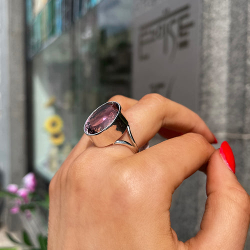 Amethyst Sterling Silver Chunky Ring | Size R