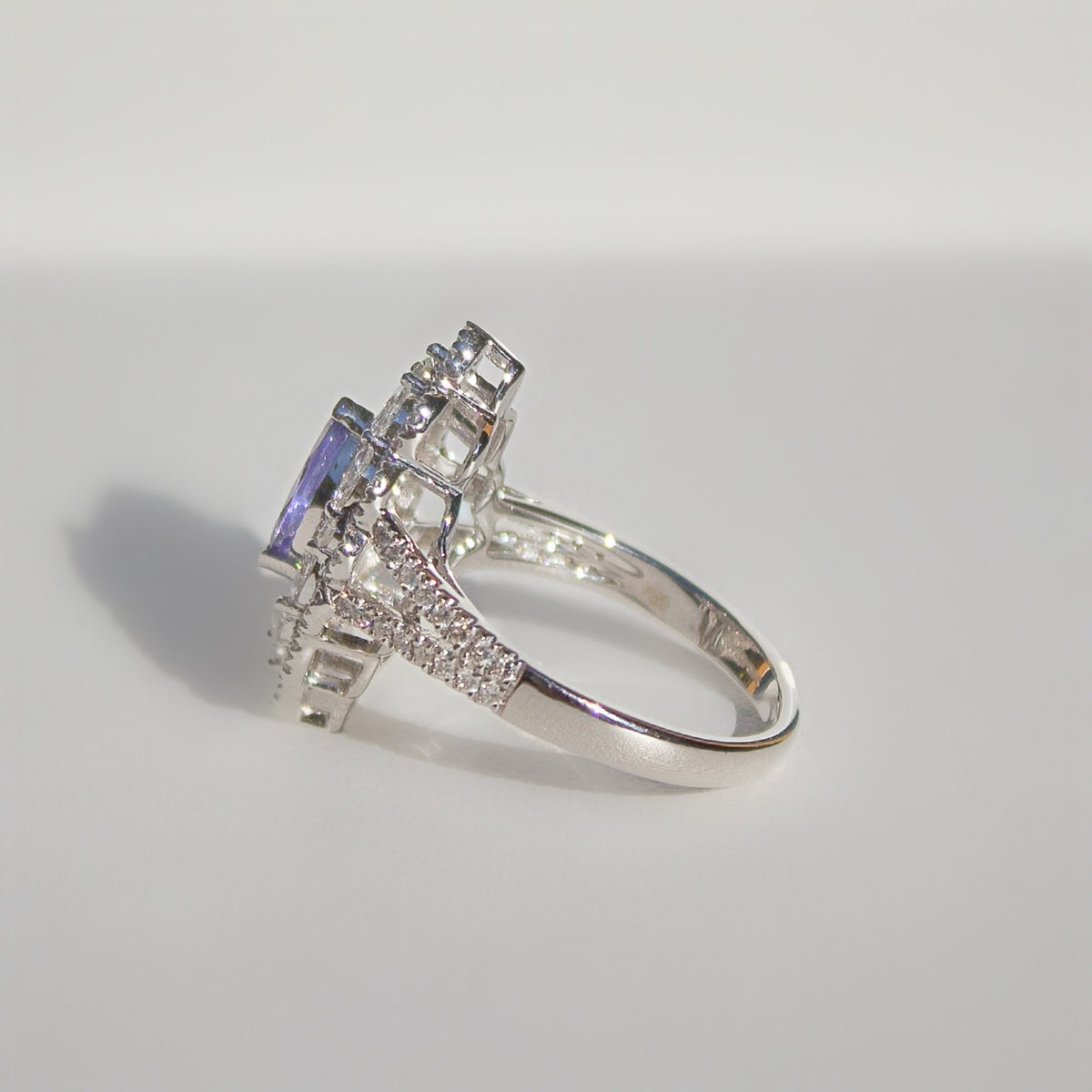 'The Victoria' Marquise Tanzanite and Diamond 18ct White Gold Ring | Size O