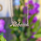 Sterling Silver Personalised Script Name Dropper Necklace | Made to Order