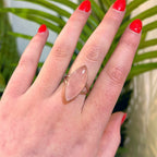 Rose Quartz Sterling Silver Marquise Cut Ring | Size Q