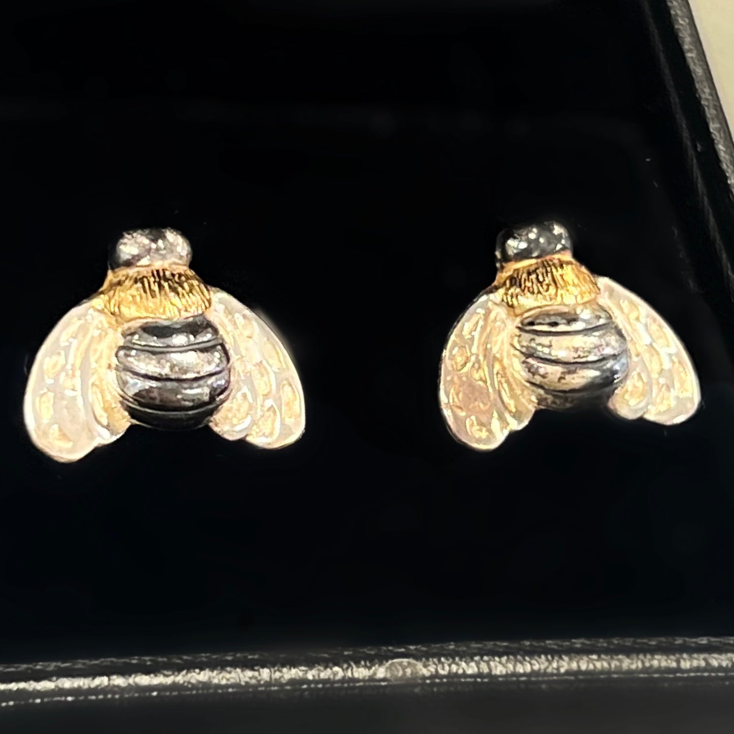 Paula Bolton Honey Bee Design Sterling Silver Gold Plated Stud Earrings