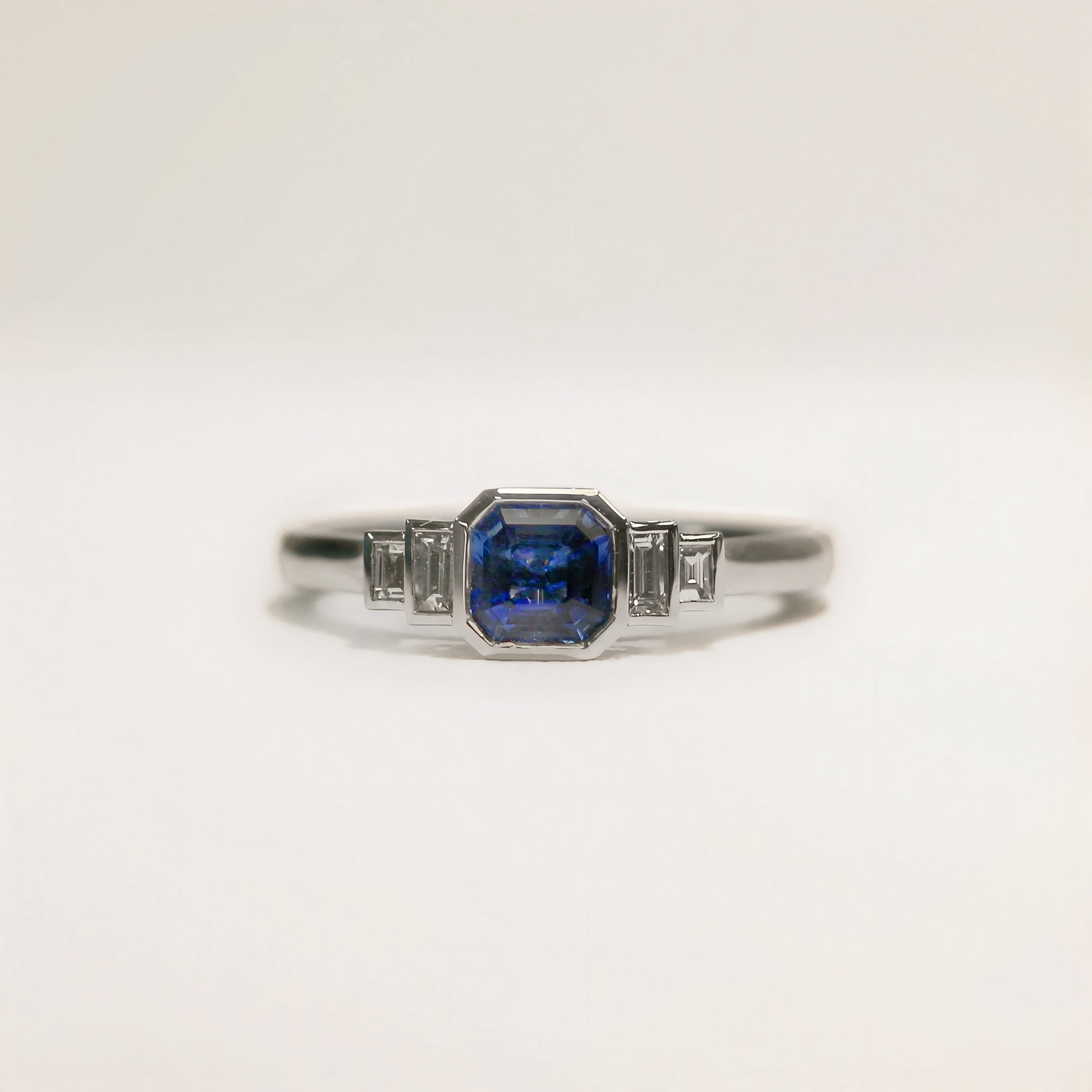 Sapphire and Diamond Platinum Ring | Size M ½