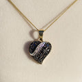 Vintage Black Diamond 9ct Yellow Gold Witch's Heart Necklace