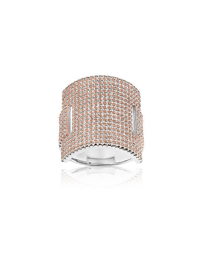 White Zirconia 18ct Rose Gold Plated Oleggio Ring | Size P | Sif Jakobs