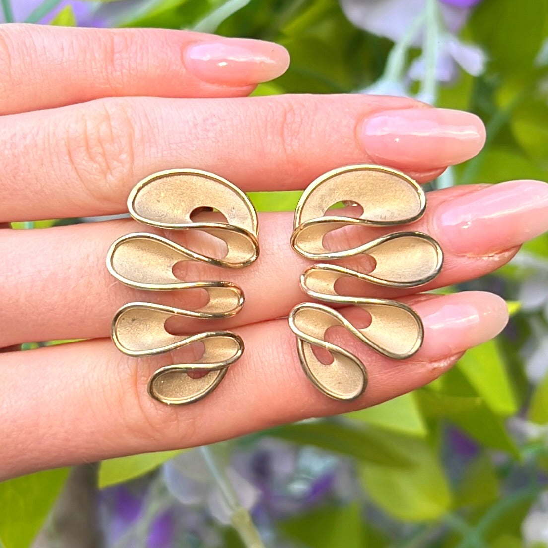 9ct Yellow Gold 3D Wave Design Earrings