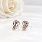Ruby and Diamond 18ct White Gold Halo Stud Earrings