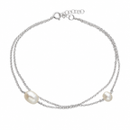 Pearl Sterling Silver Dainty Station Anklet
