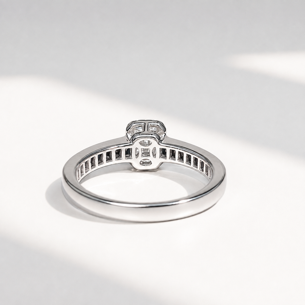 Sapphire and Diamond 18ct White Gold Modern Cluster Ring | Size O