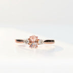 Morganite and Diamond 9ct Rose Gold Trilogy Ring | Size M ½