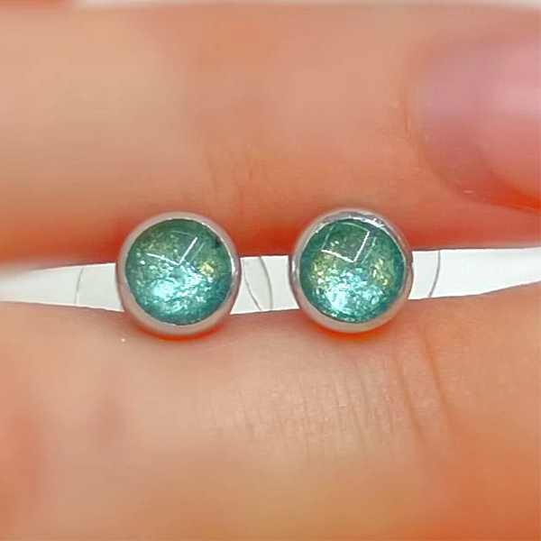 ‘Watch This Space’ Turquoise Blue Dot Stud Earrings