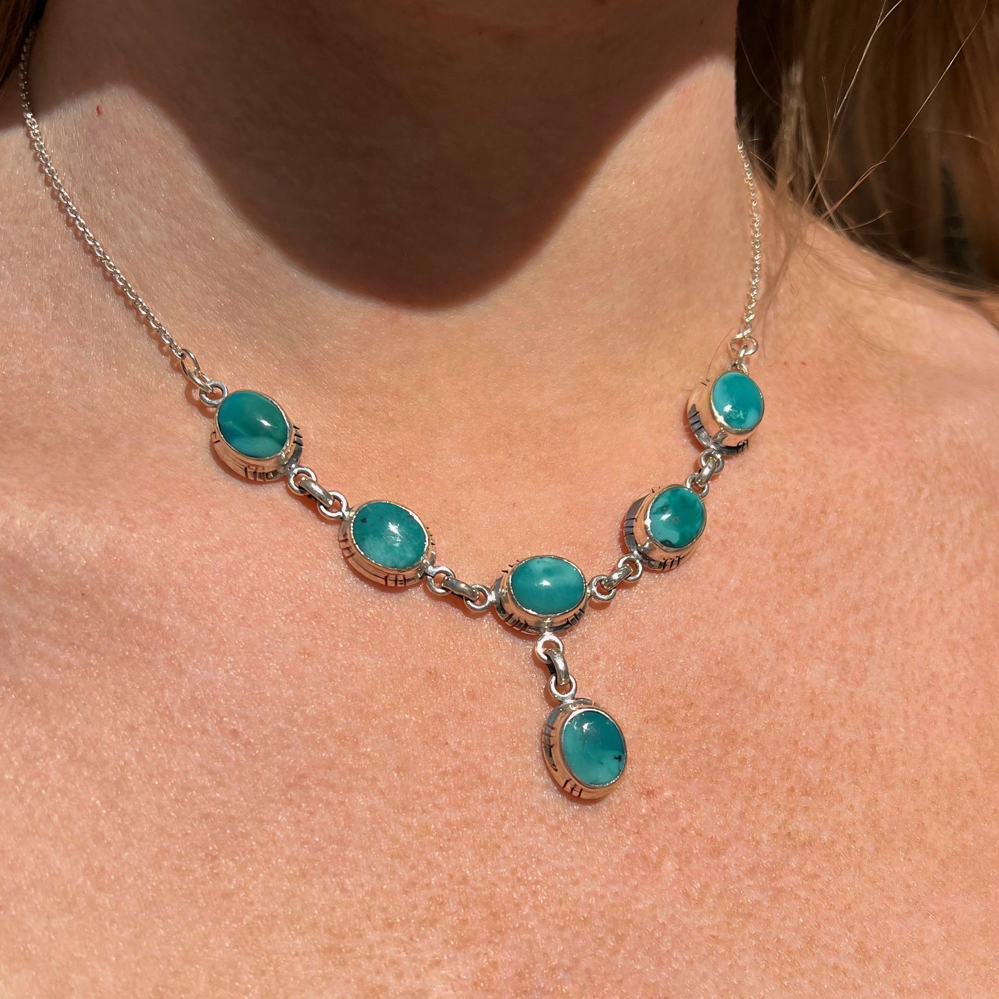 Sterling Silver Turquoise Festoon Necklace