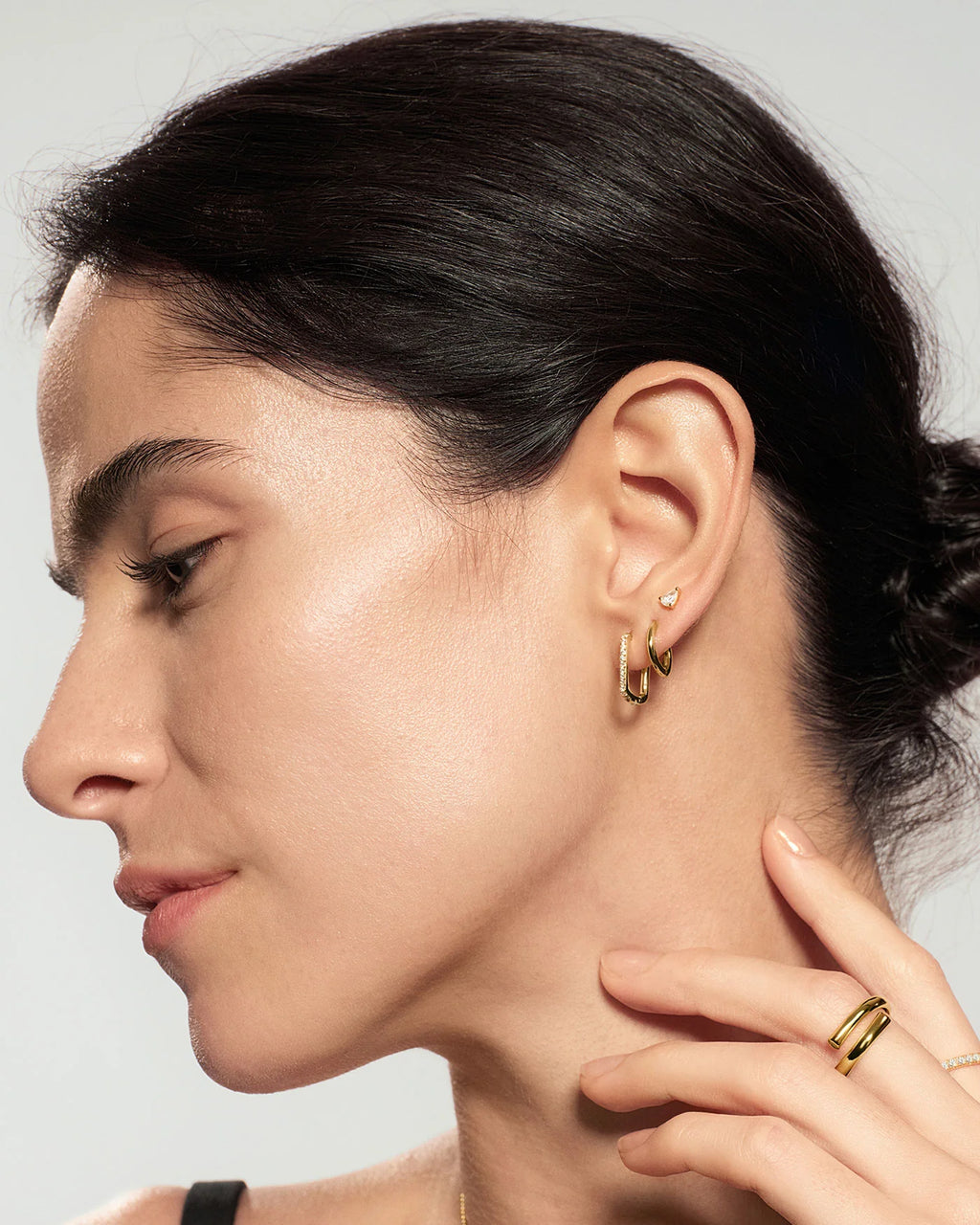 14ct Gold Plated Pear Cubic Stud Earrings | Ania Haie