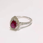 Ruby and Diamond Pear Shaped 18ct White Gold Ring | Size N