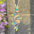 Blue & Green Enamel Leaf Sterling Silver Necklace | Sheila Fleet
