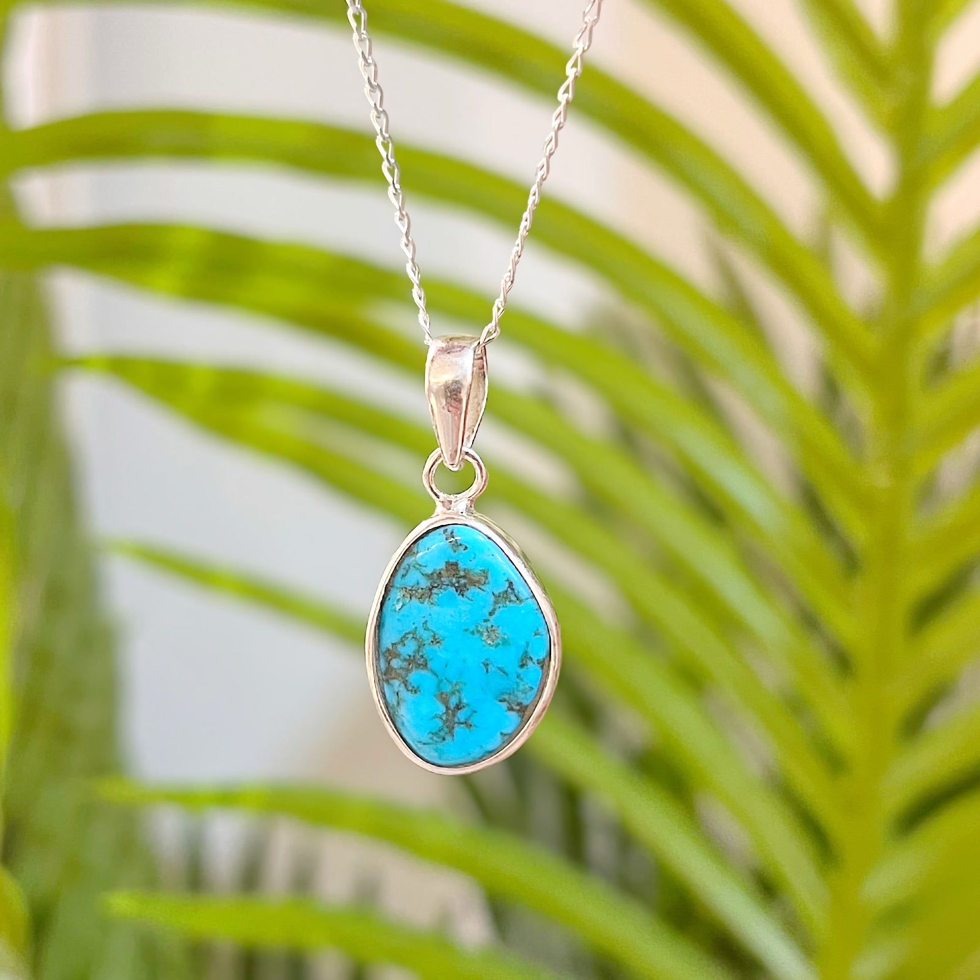 Irregular Shaped Turquoise Sterling Silver Necklace