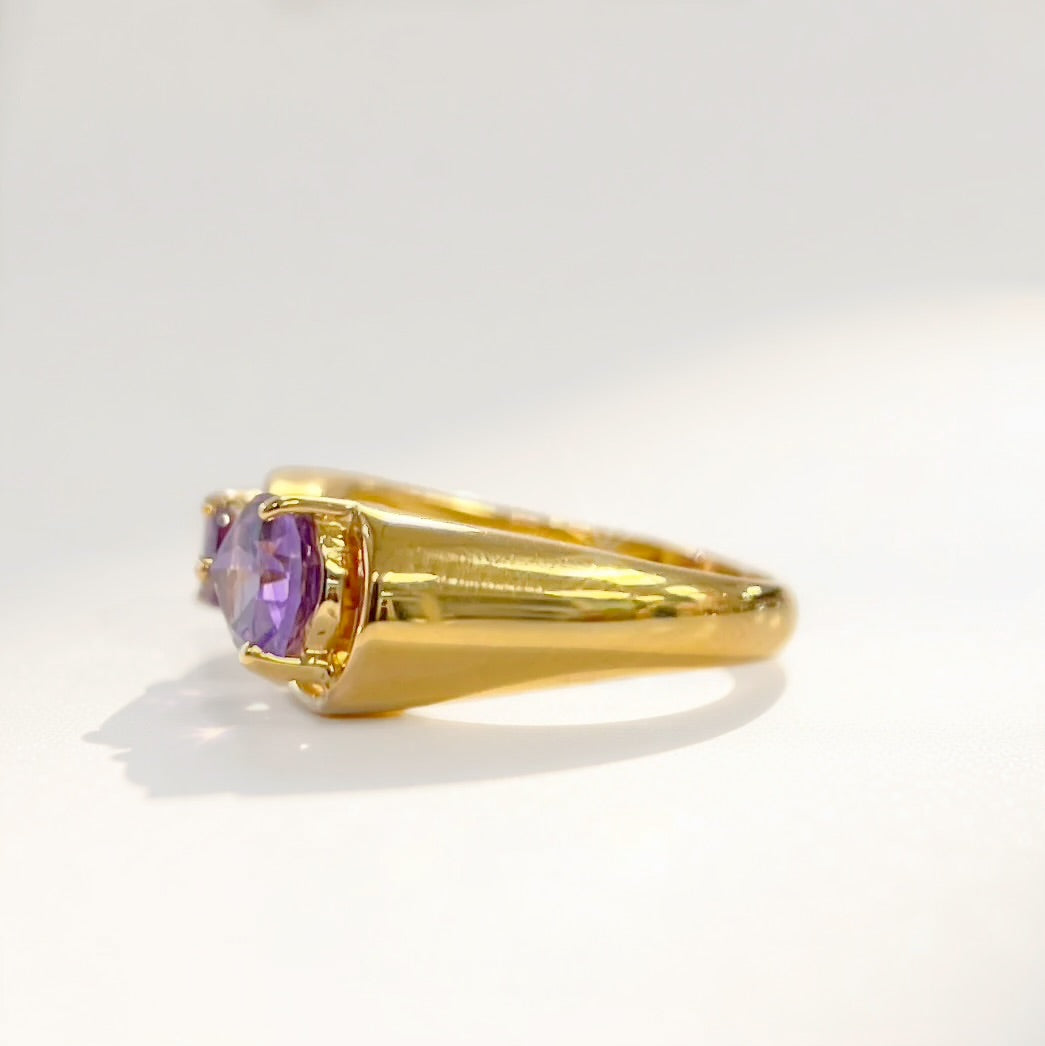 Burgundy & Lilac Gold Infinity 'Toi et Moi' Ring | Size M ½ | Unique & Co.