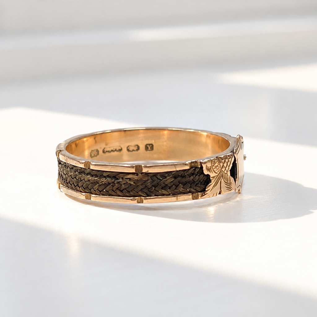 Antique Victorian Braided Hair 9ct Rose Gold Mourning Ring | Size P ½