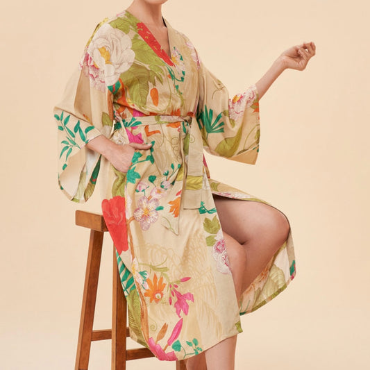 Powder Accessories Tropical Flora and Fauna Long Kimono Gown