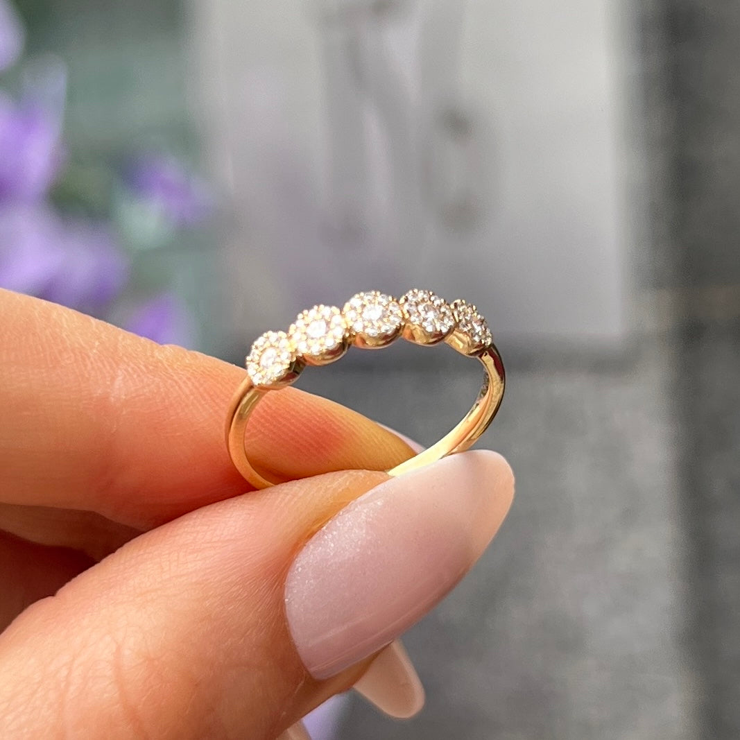 18ct Yellow Gold Half Eternity Diamond Ring - Size M