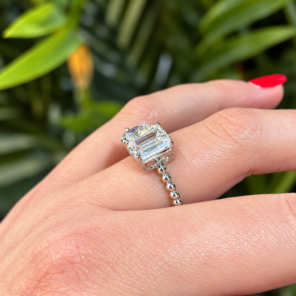 Cubic Zirconia Sterling Silver 'Toi et Moi' Ring | Size M