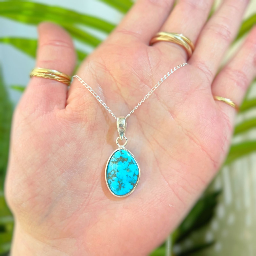 Irregular Shaped Turquoise Sterling Silver Necklace