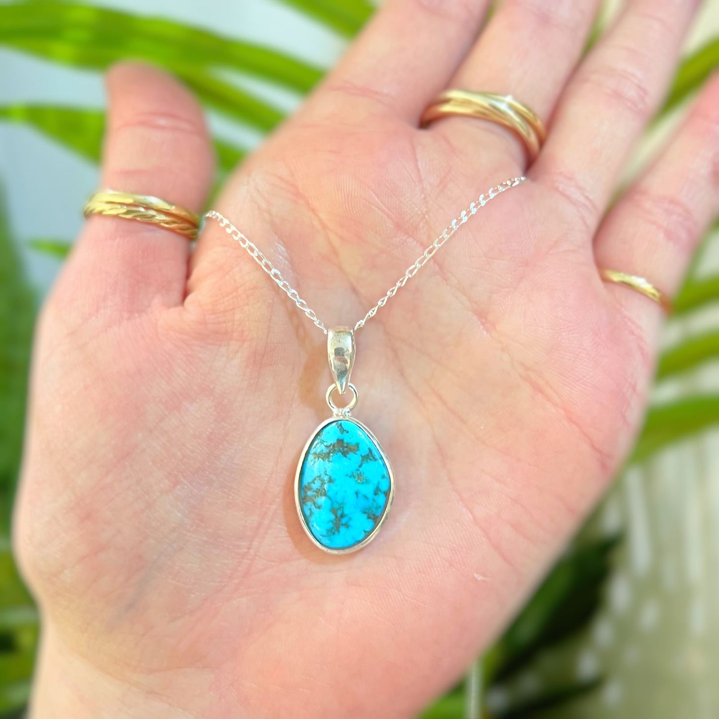 Sterling Silver Irregular Shaped Turquoise Necklace