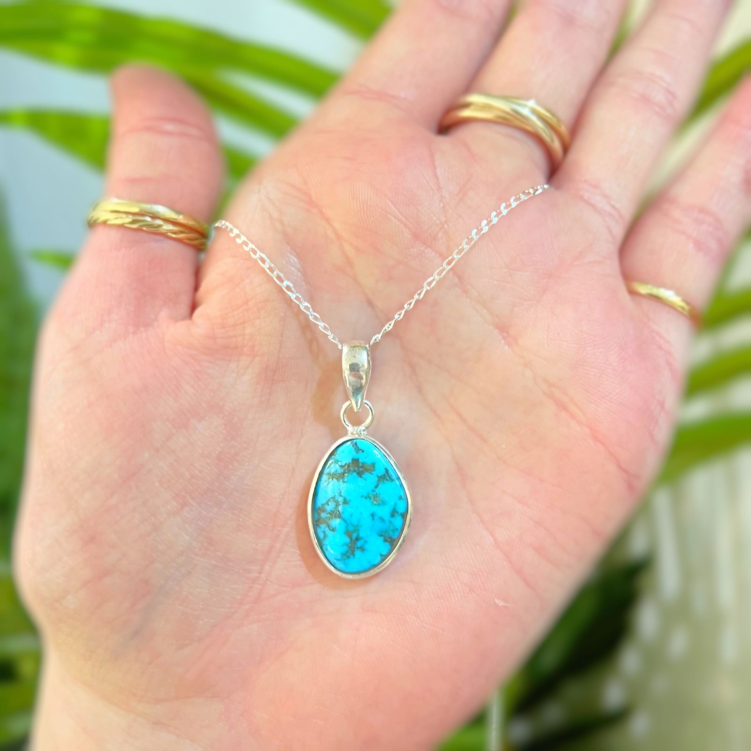 Irregular Shaped Turquoise Sterling Silver Necklace