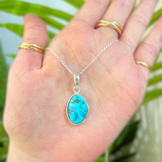 Sterling Silver Irregular Shaped Turquoise Necklace