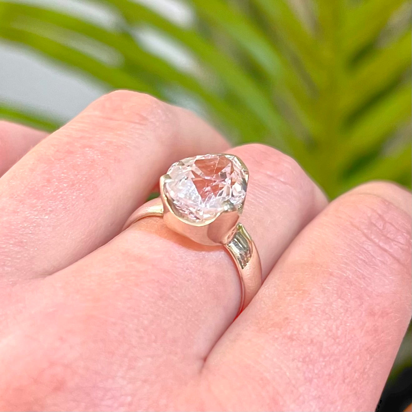 Pink Kunzite Sterling Silver Pear Cut Ring - Size Q