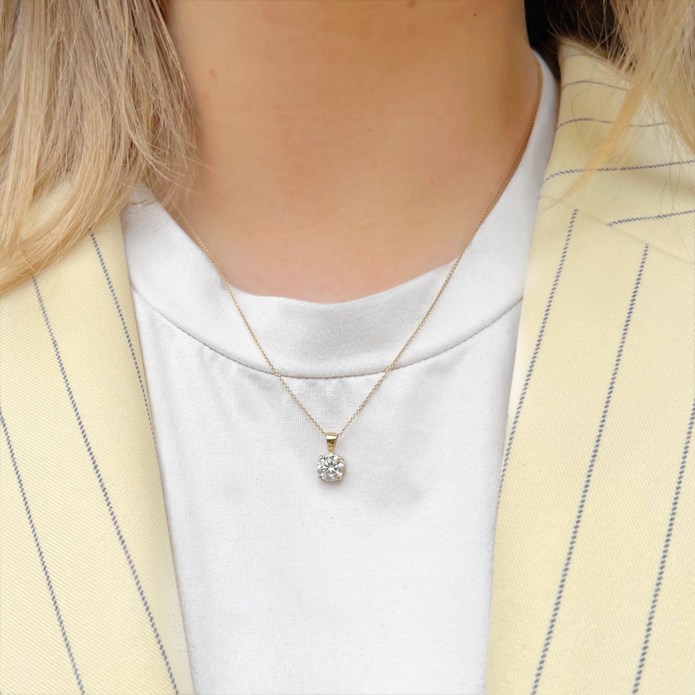 Lab-Grown Diamond 9ct Yellow Gold Solitaire Necklace