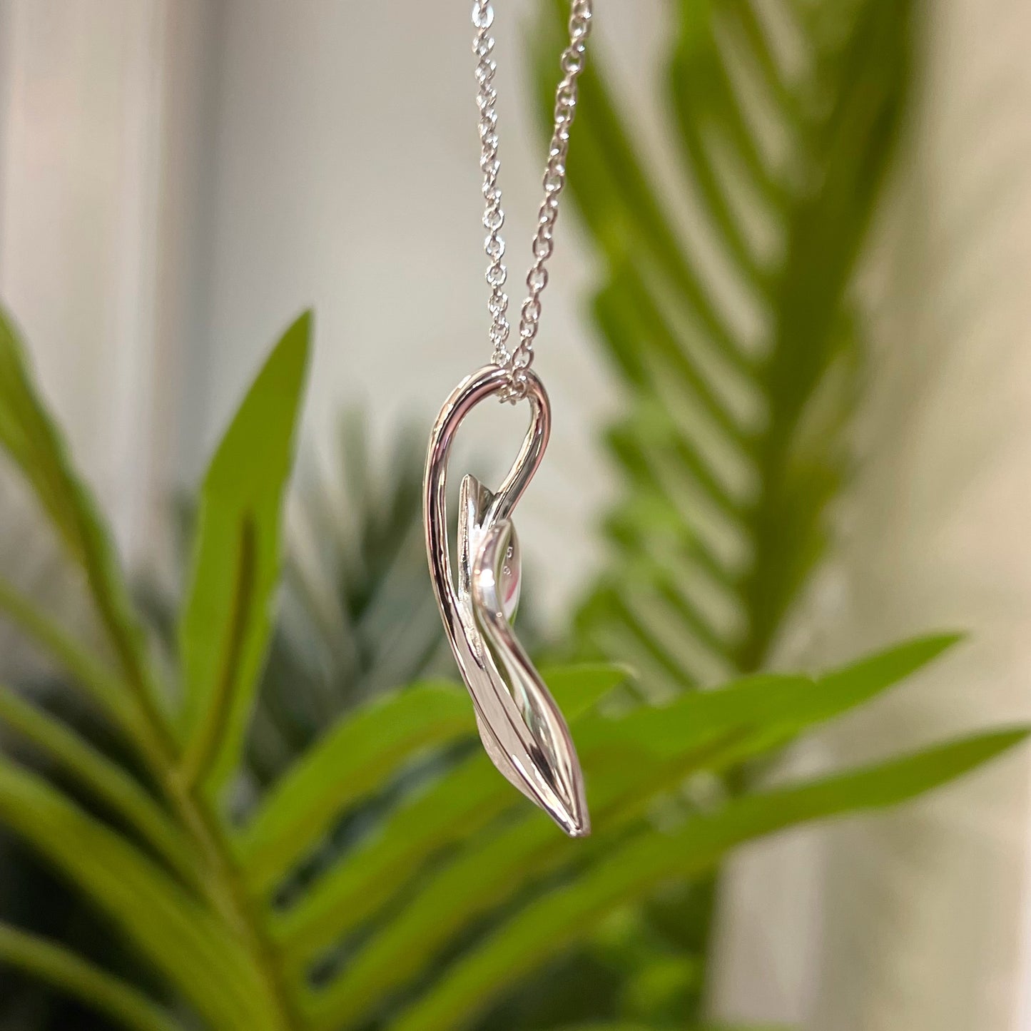 Contemporary Sterling Silver Organic Heart Shaped Necklace