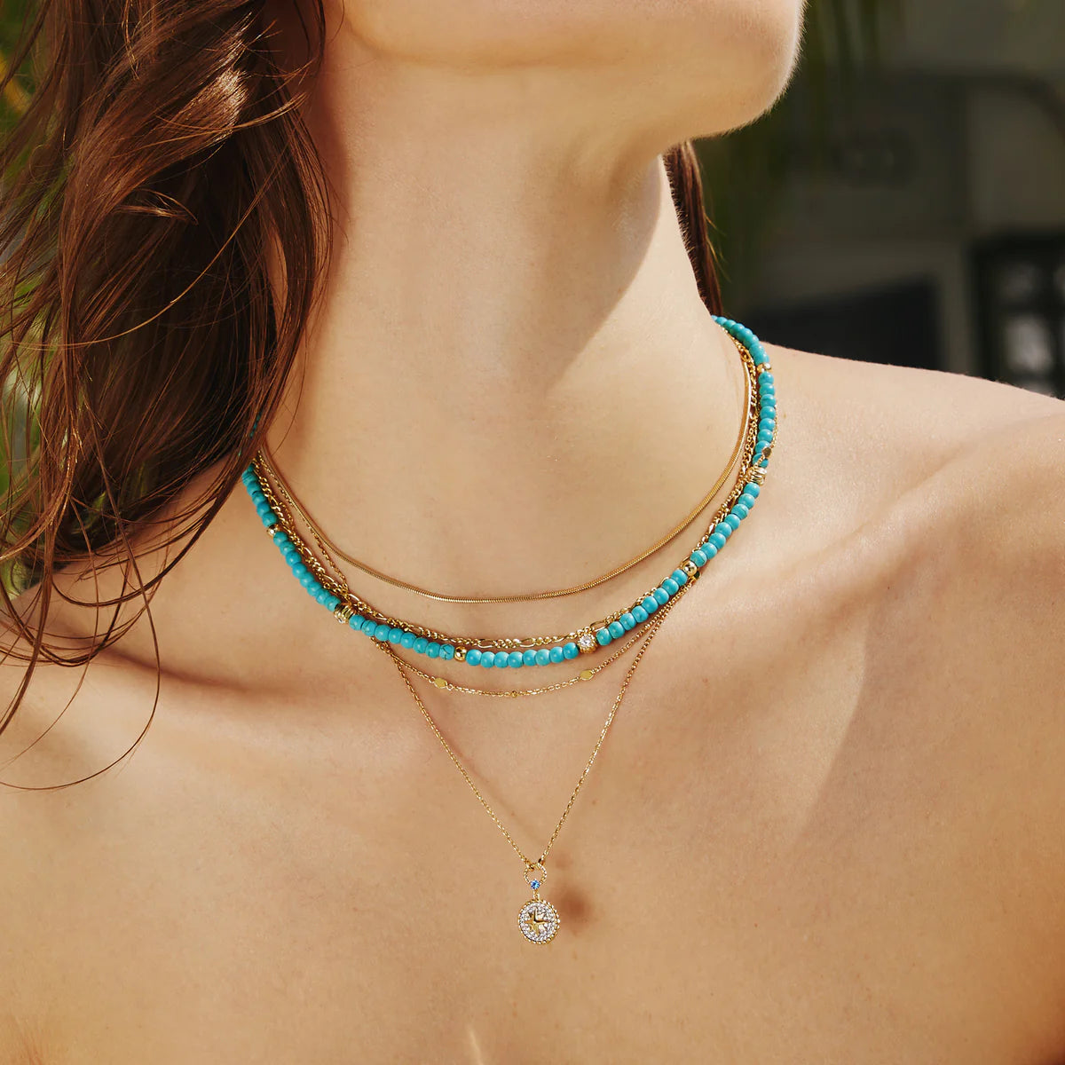 Ania Hae Gold Turquoise Beaded Necklace