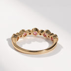 Pink Sapphire and Diamond 9ct Yellow Gold Half Eternity Ring | Size N